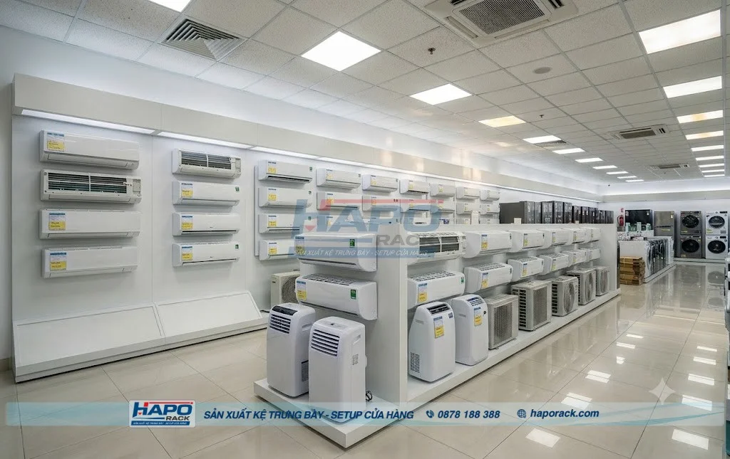 Mẫu Giá Kệ Cho Cửa Hàng Điện Máy Bền Đẹp, Tối Ưu Không Gian