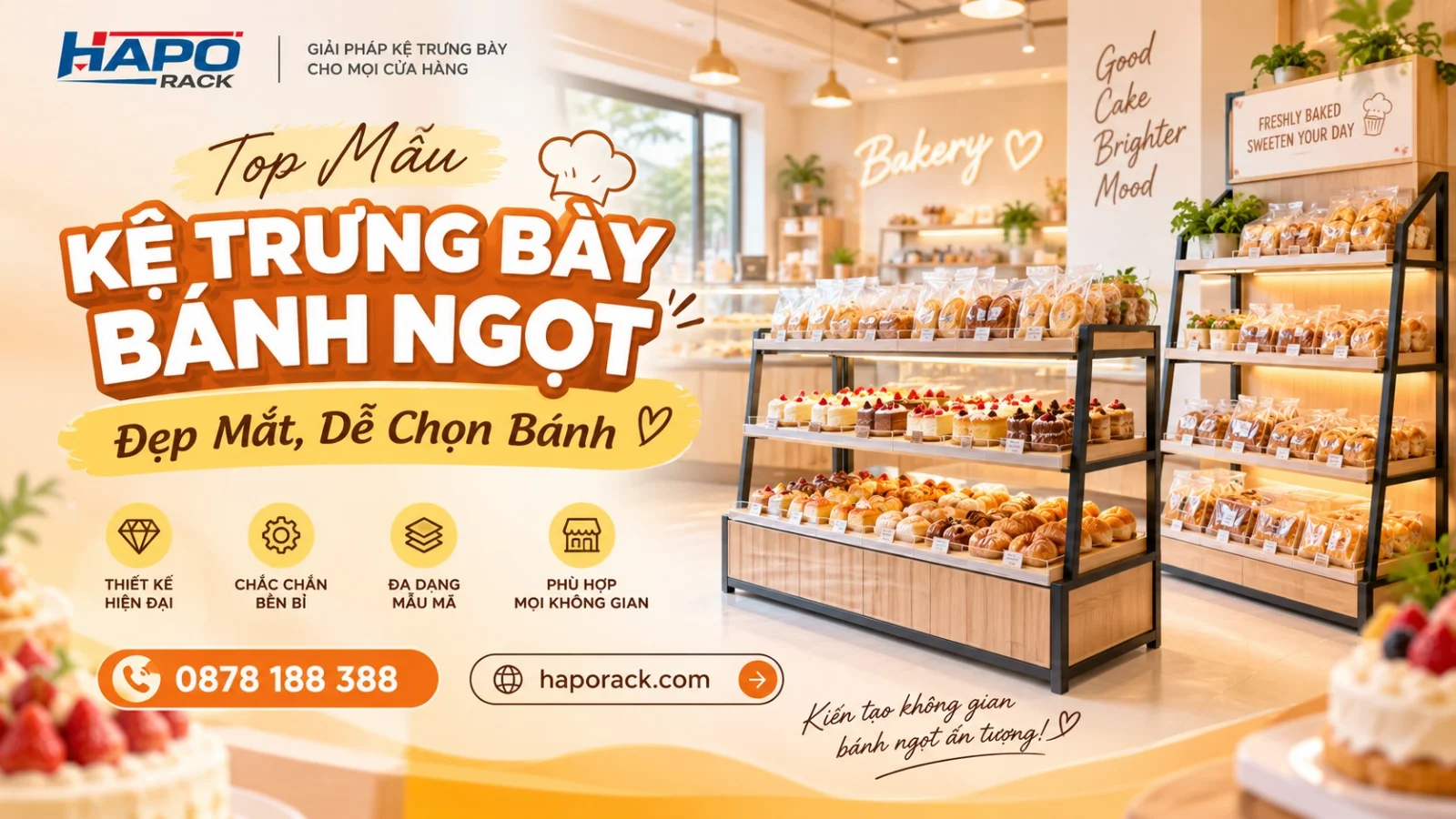 Mẫu Kệ Bánh Ngọt Nhiều Tầng Đẹp, Gọn Gàng, Tối Ưu Diện Tích