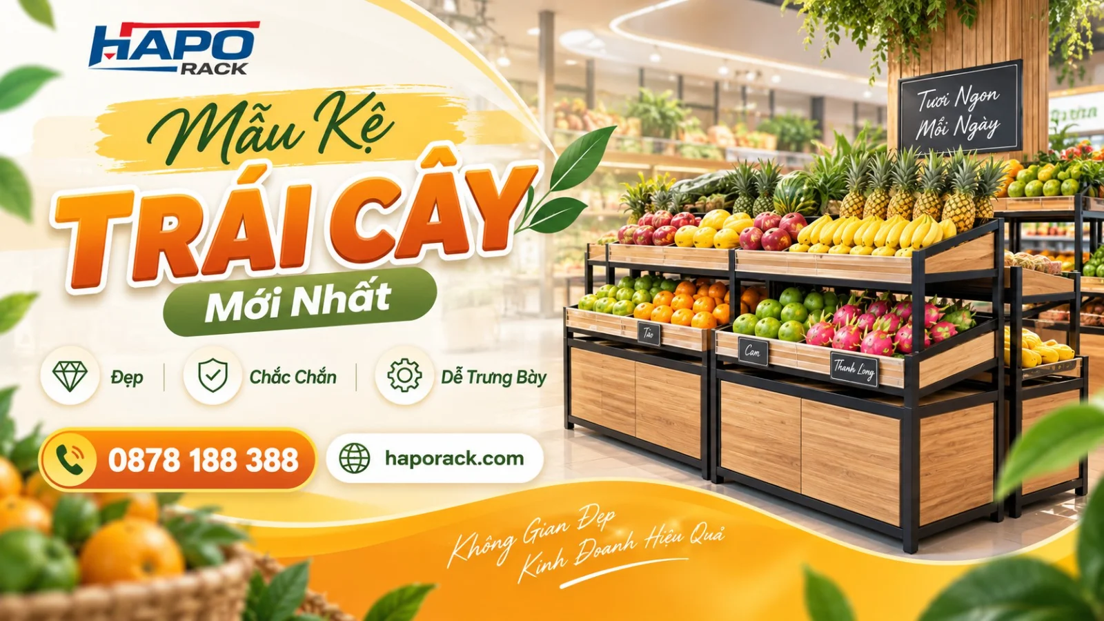 Mẫu Kệ Cửa Hàng Trái Cây Mới Nhất, Đẹp, Bền, Tối Ưu Trưng Bày