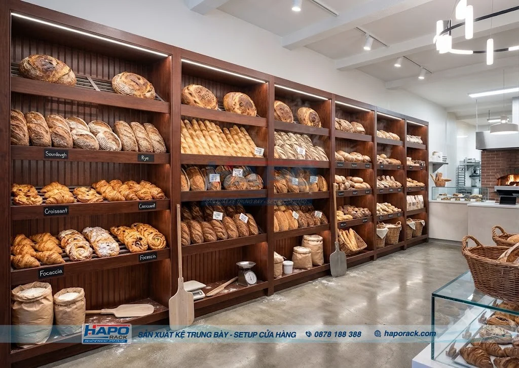 Mẫu Kệ Để Bánh Mì Đẹp, Chắc Chắn, Dễ Trưng Bày Cho Cửa Hàng