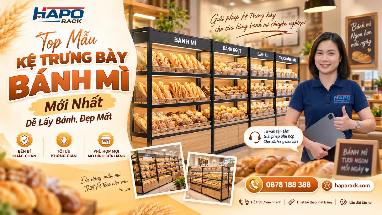 Mẫu Kệ Đựng Bánh Mì Nhiều Tầng Đẹp, Gọn, Dễ Bổ Sung Hàng