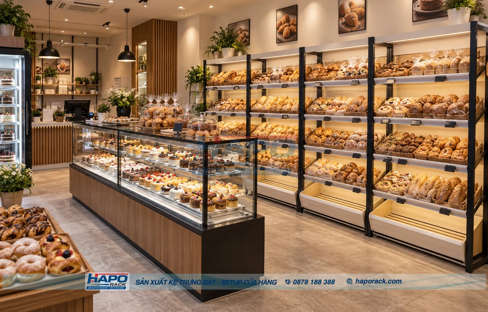 Mẫu Kệ Gỗ Trưng Bày Bánh Ngọt Đẹp, Hiện Đại Cho Tiệm Bánh
