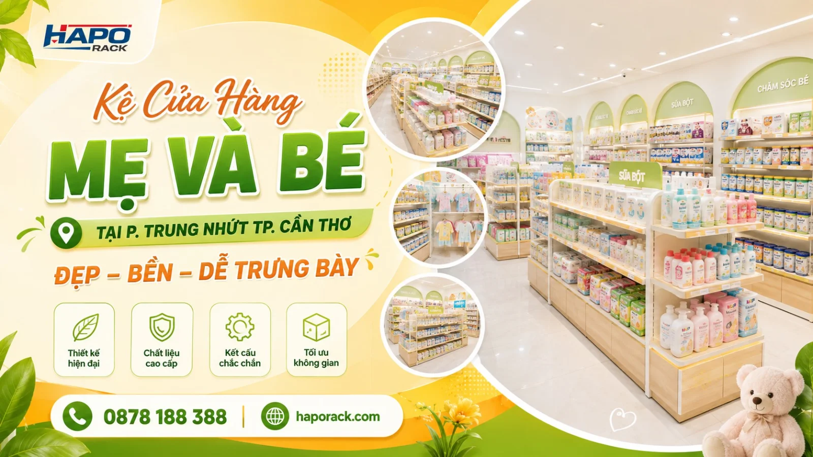 Sản Xuất Kệ Cửa Hàng Mẹ Và Bé Tại Trung Nhứt Cần Thơ – Bền Chắc, Tối Ưu Trưng Bày