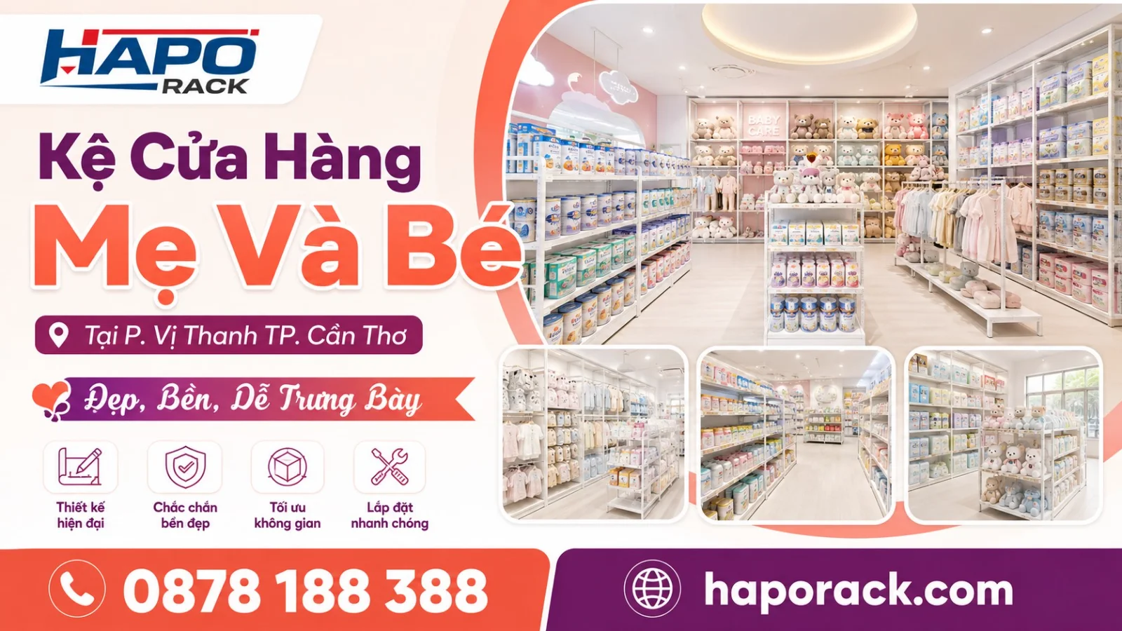 Sản Xuất Kệ Cửa Hàng Mẹ Và Bé Tại Vị Thanh Cần Thơ – Bền Chắc, Dễ Bố Trí