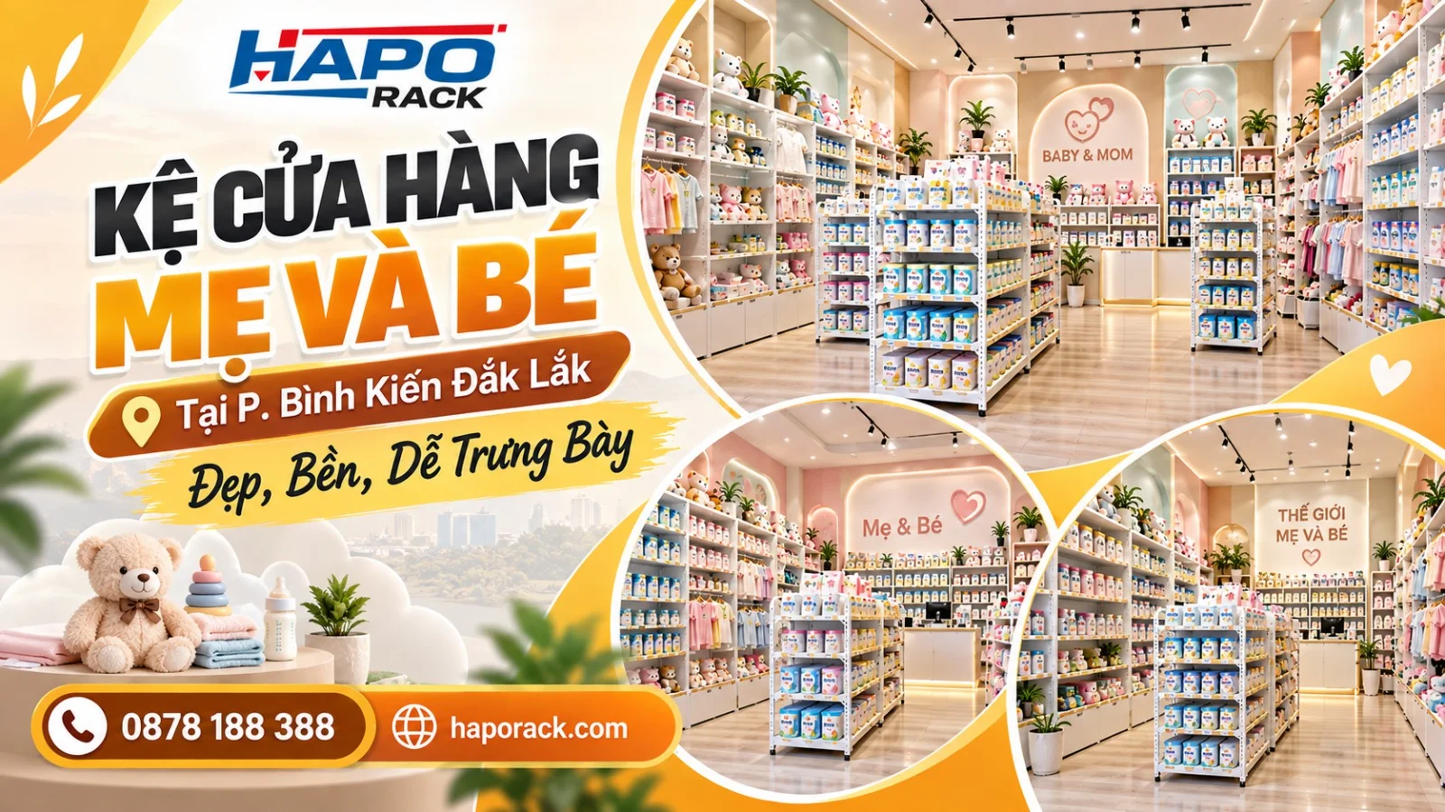 Sản Xuất Kệ Shop Mẹ Và Bé Tại P. Bình Kiến Đắk Lắk – Bền Đẹp, Dễ Bố Trí