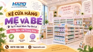 Sản Xuất Kệ Shop Mẹ Và Bé Tại P. Hoài Nhơn Tây Gia Lai – Bền Đẹp, Tối Ưu Trưng Bày