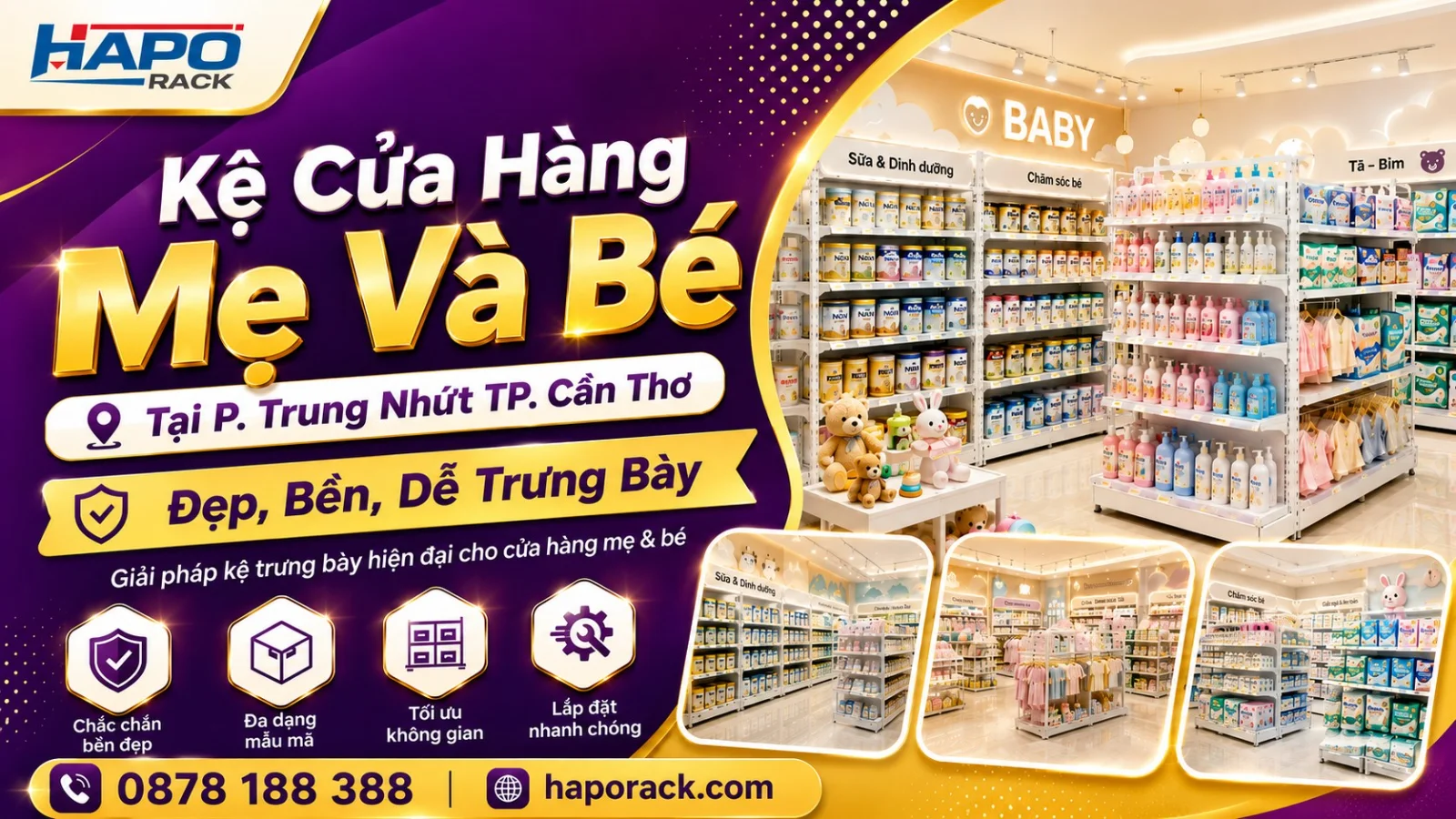 Sản Xuất Kệ Shop Mẹ Và Bé Tại P. Trung Nhứt TP. Cần Thơ – Bền Đẹp, Dễ Bố Trí