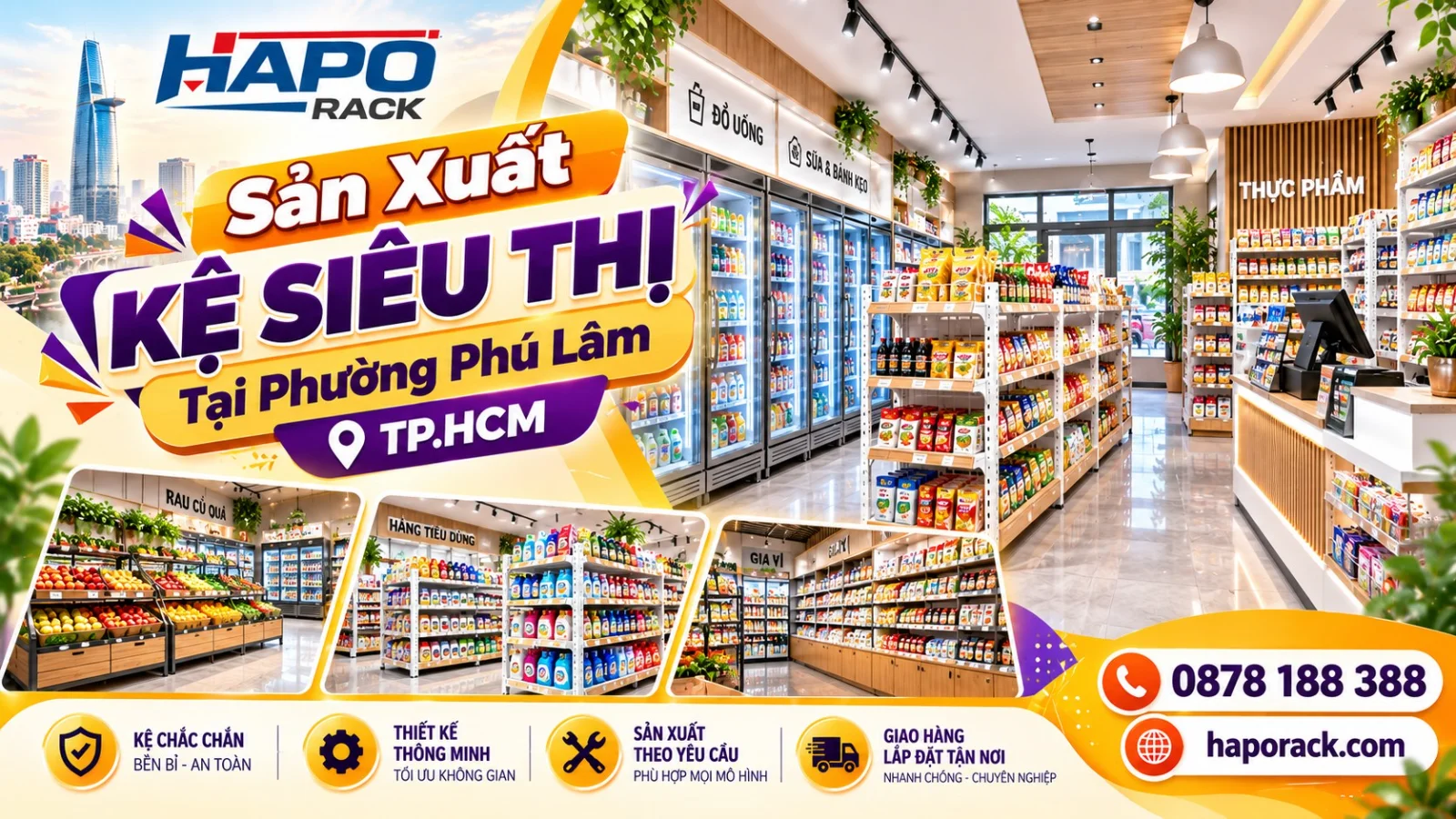 Sản Xuất Kệ Siêu Thị Phường Phú Lâm TP.HCM – Bền Đẹp, Dễ Trưng Bày