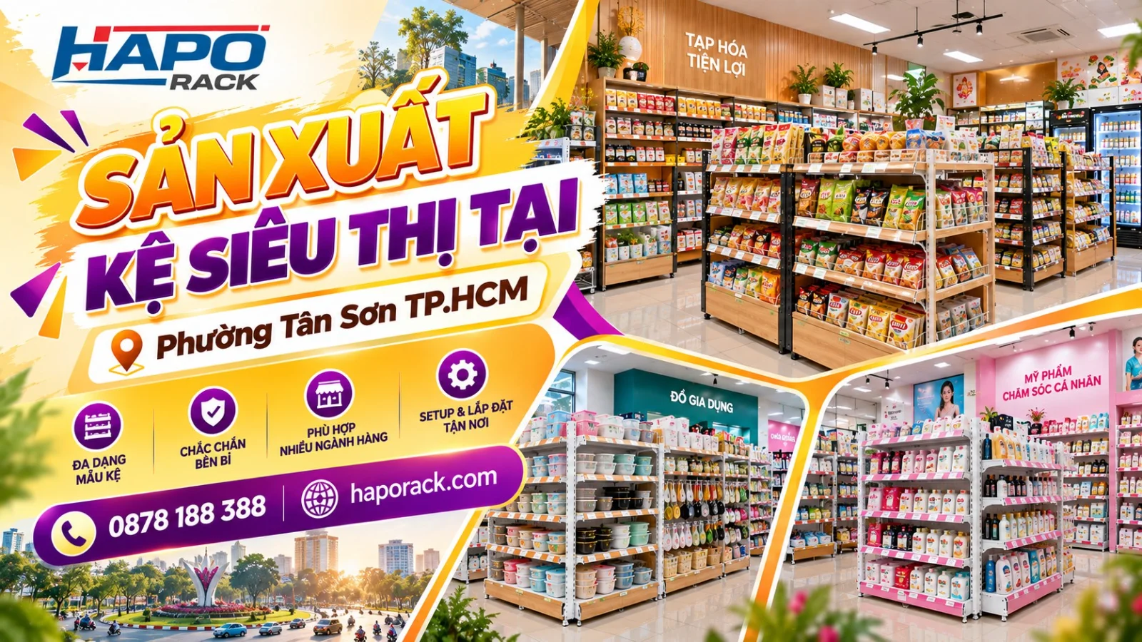 Sản Xuất Kệ Siêu Thị Tại Phường Tân Sơn TP.HCM Giá Xưởng
