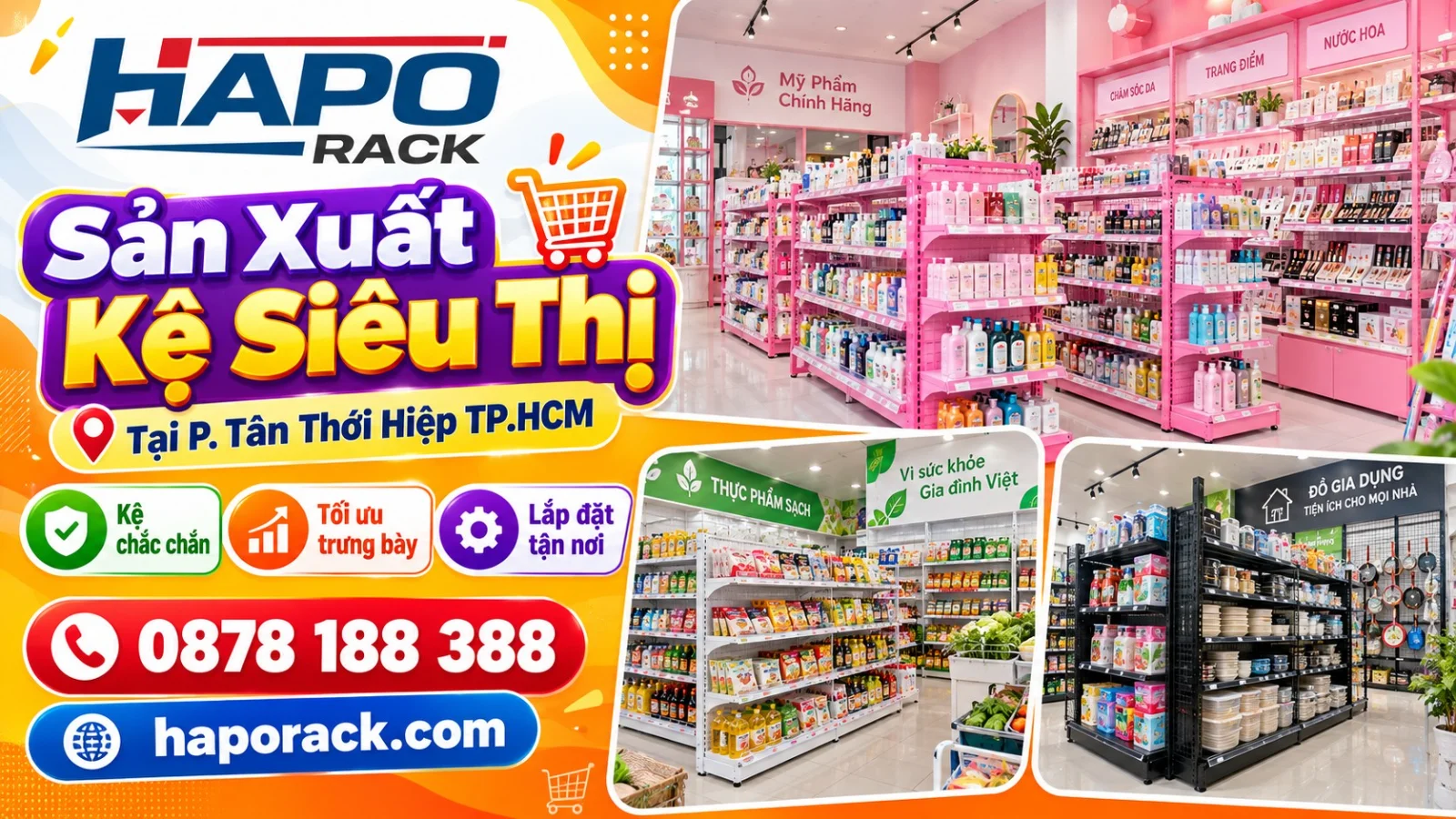 Sản Xuất Kệ Siêu Thị Tại Phường Tân Thới Hiệp TP.HCM Giá Tại Xưởng