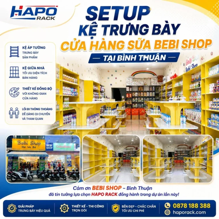 SETUP KỆ TRƯNG BÀY CỬA HÀNG SỮA  BEBI SHOP TẠI BÌNH THUẬN