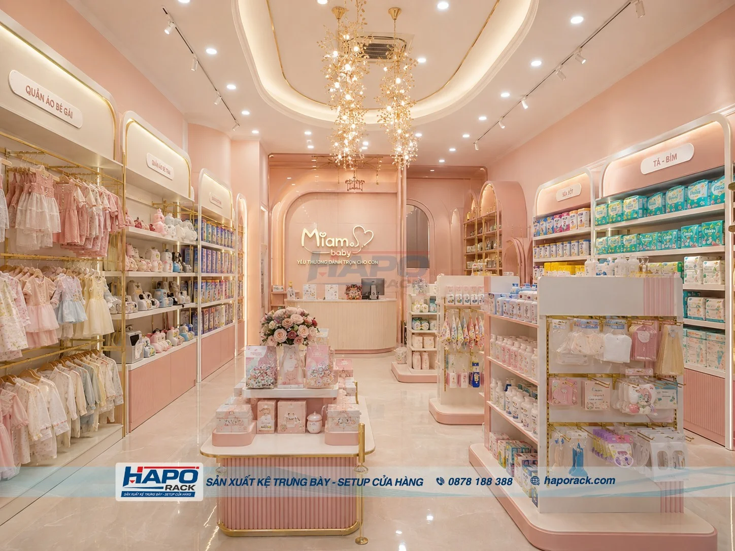 Thi Công Kệ Cửa Hàng Mẹ Và Bé Tại P. An Xuyên Cà Mau – Bền Đẹp, Dễ Sắp Xếp