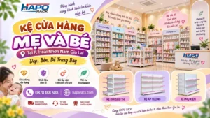 Thi Công Kệ Cửa Hàng Mẹ Và Bé Tại P. Hoài Nhơn Nam Gia Lai – Đẹp, Bền, Dễ Bố Trí