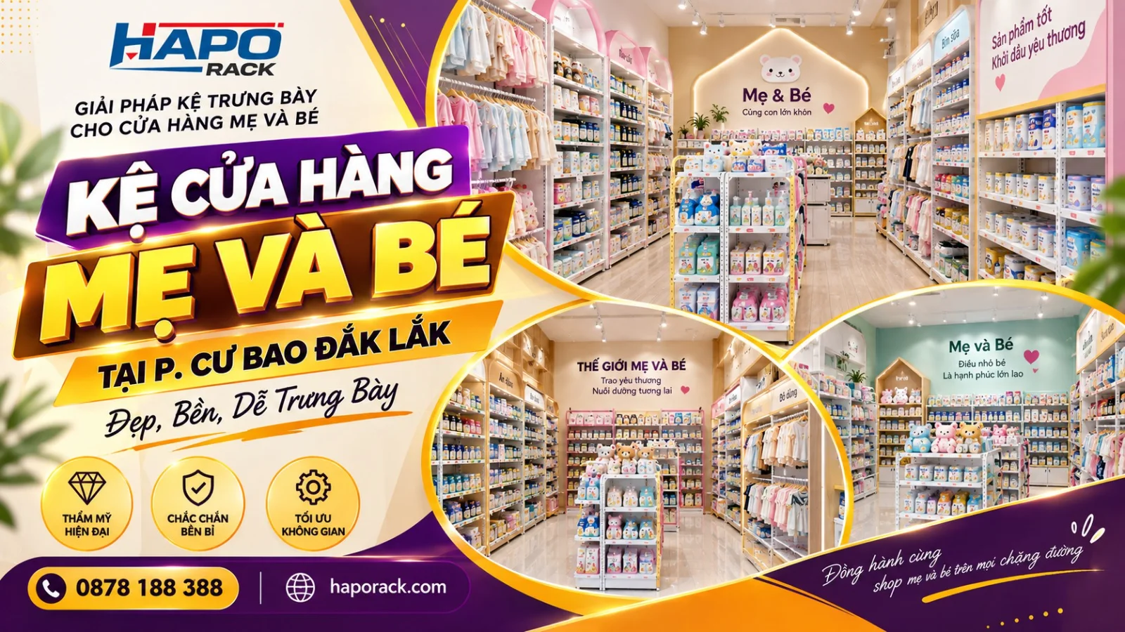 Thi Công Kệ Shop Mẹ Và Bé Tại P. Cư Bao Đắk Lắk – Gọn Đẹp, Tối Ưu Không Gian Kinh Doanh