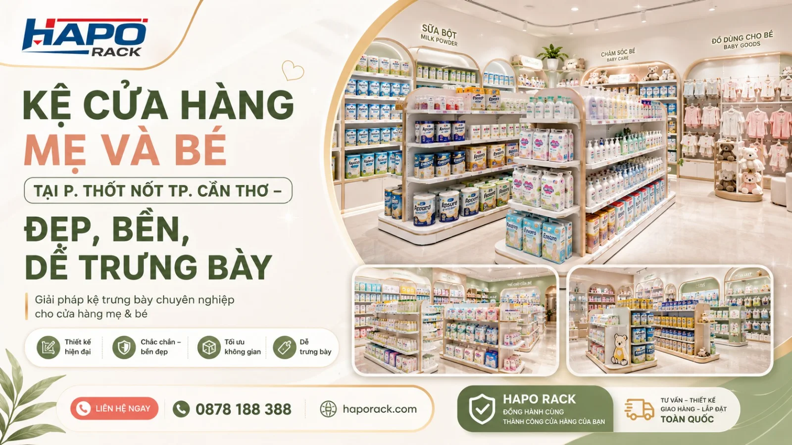 Thi Công Kệ Shop Mẹ Và Bé Tại P. Thốt Nốt TP. Cần Thơ – Gọn Đẹp, Dễ Bố Trí