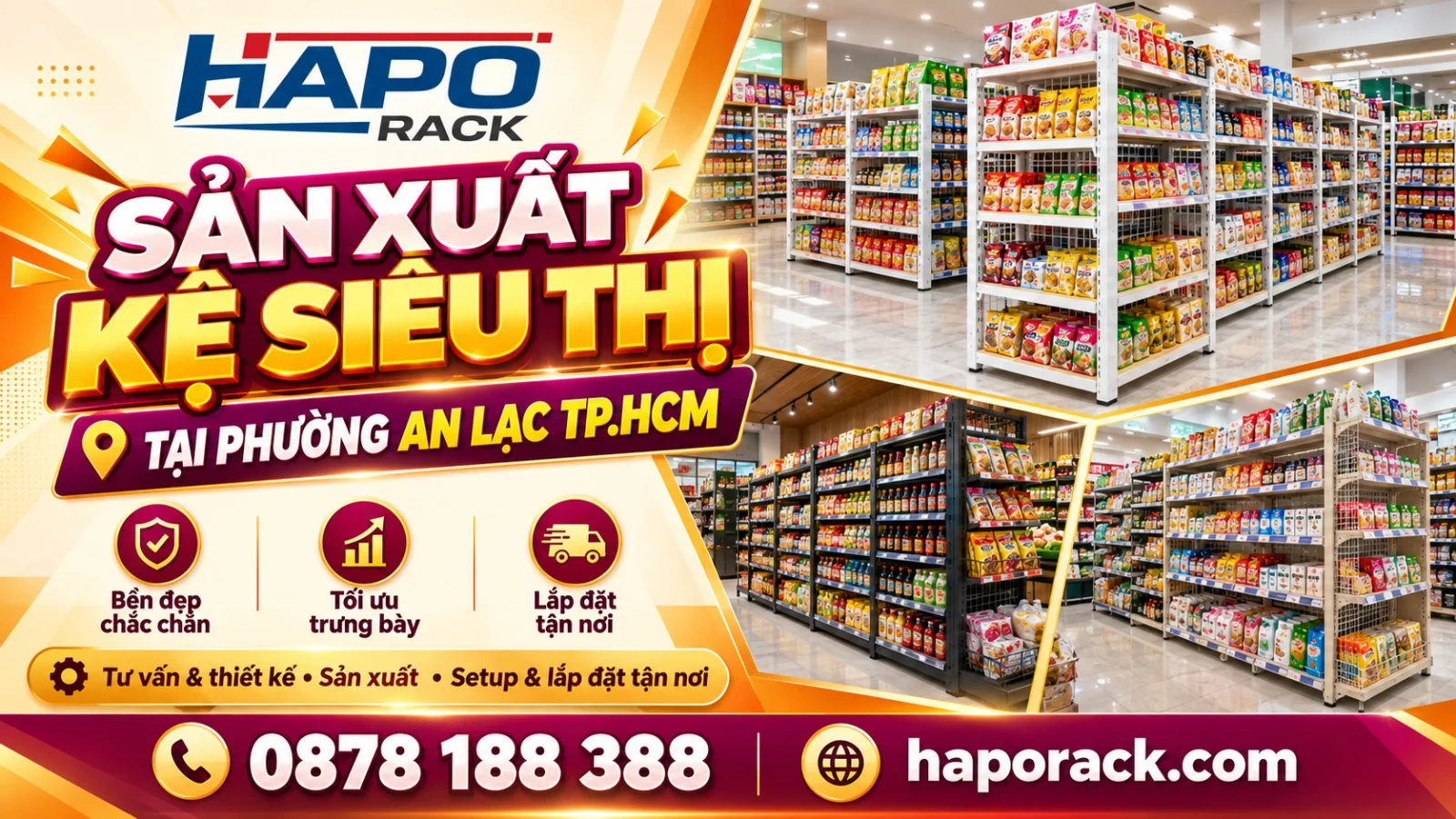Thi Công Sản Xuất Kệ Siêu Thị Tại Phường An Lạc TP.HCM – Chắc Chắn, Bền Đẹp