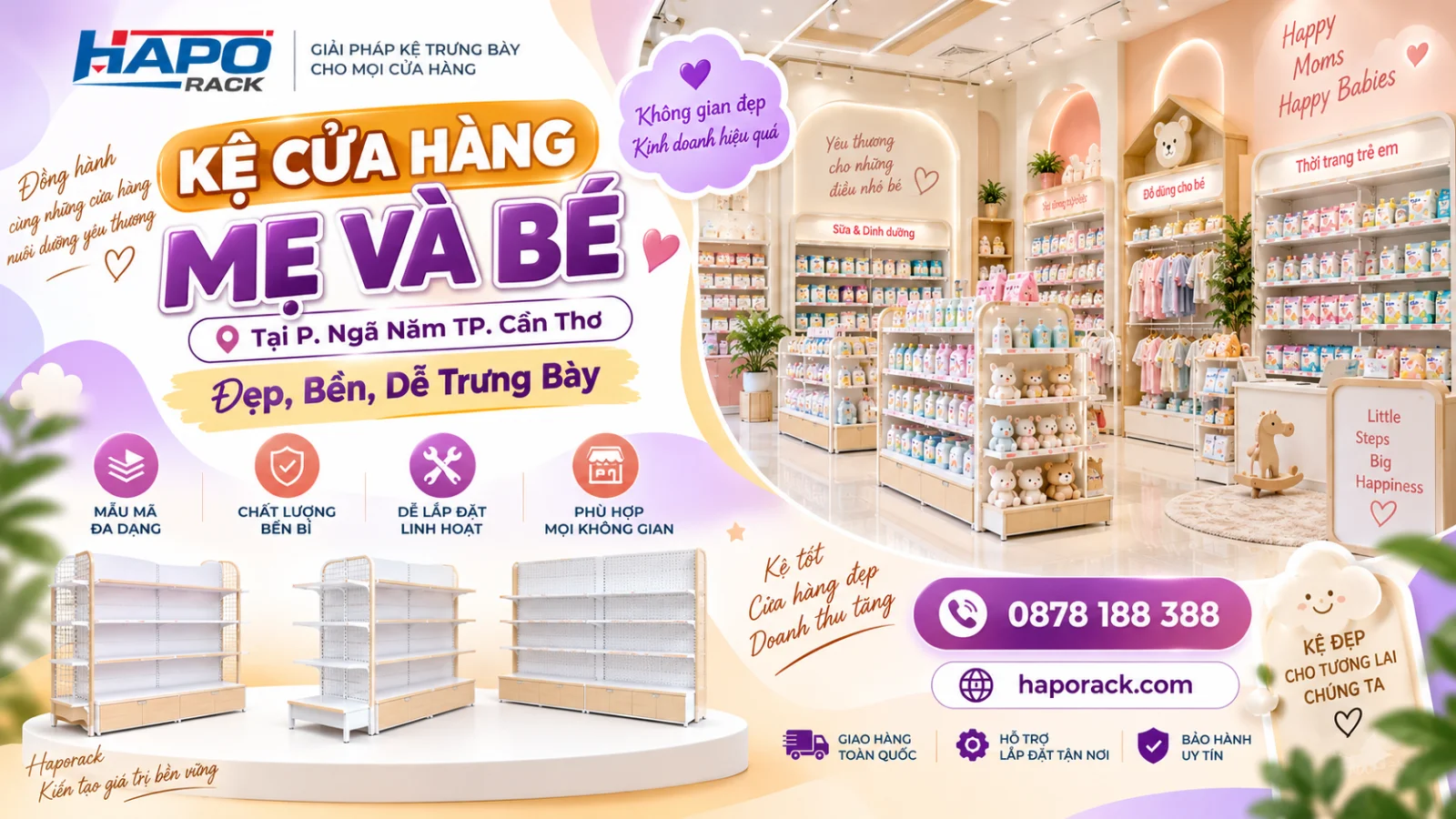 Thiết Kế Kệ Cửa Hàng Mẹ Và Bé Tại P. Ngã Năm TP. Cần Thơ – Bền Đẹp, Tối Ưu Không Gian
