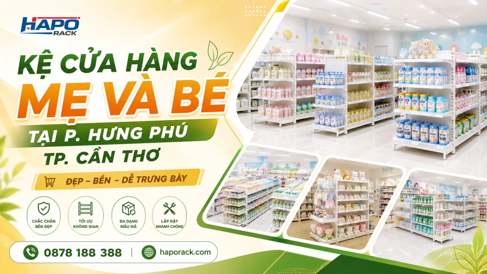 Thiết Kế Kệ Shop Mẹ Và Bé P. Hưng Phú – Hiện Đại, Tăng Không Gian Bán Hàng