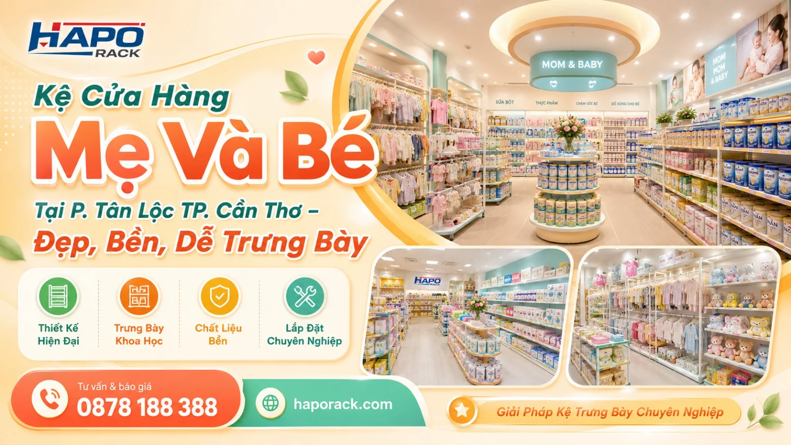 Thiết Kế Kệ Shop Mẹ Và Bé P. Tân Lộc TP. Cần Thơ – Chuyên Nghiệp, Gọn Đẹp