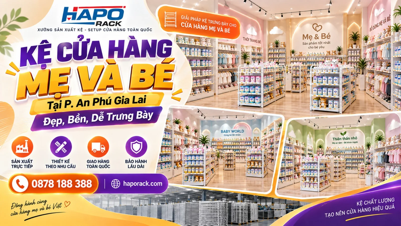 Thiết Kế Kệ Shop Mẹ Và Bé Tại P. An Phú Gia Lai – Gọn Gàng, Dễ Bố Trí