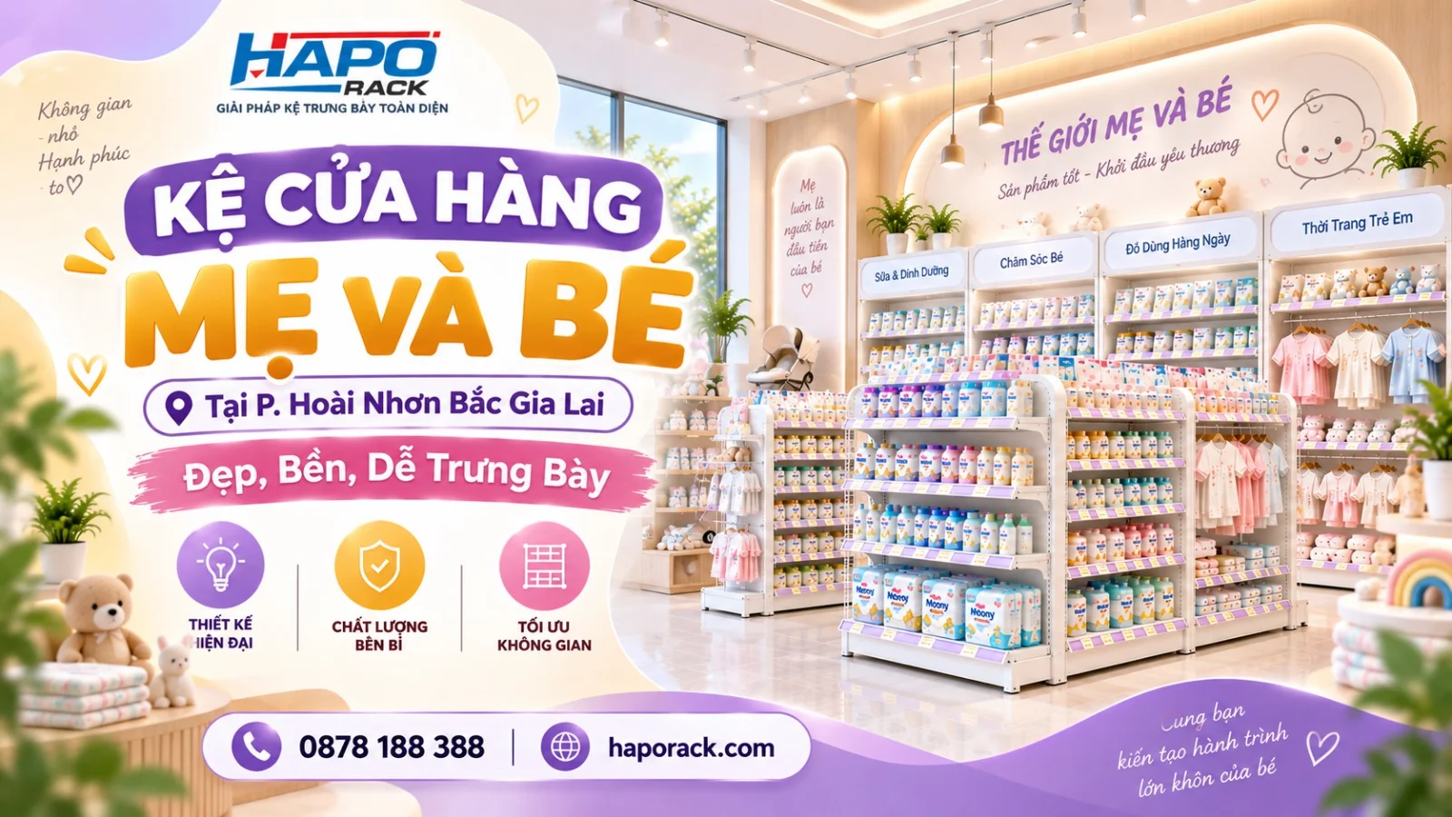 Thiết Kế Kệ Shop Mẹ Và Bé Tại P. Hoài Nhơn Bắc Gia Lai – Chắc Chắn, Tối Ưu Không Gian
