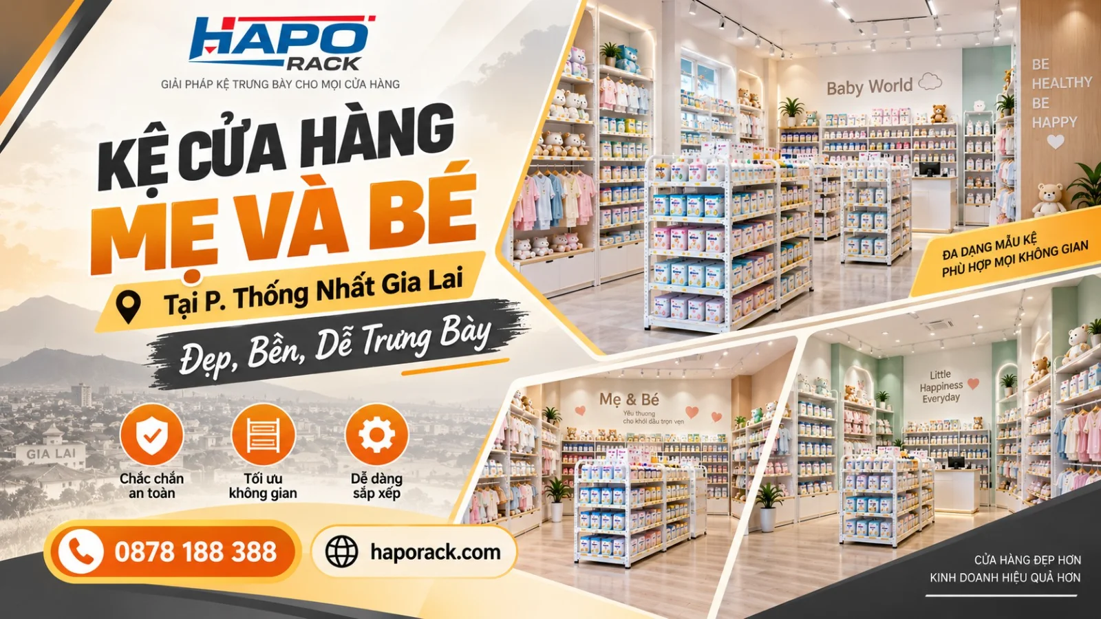 Thiết Kế Kệ Shop Mẹ Và Bé Tại P. Thống Nhất Gia Lai – Gọn Gàng, Tiện Trưng Bày