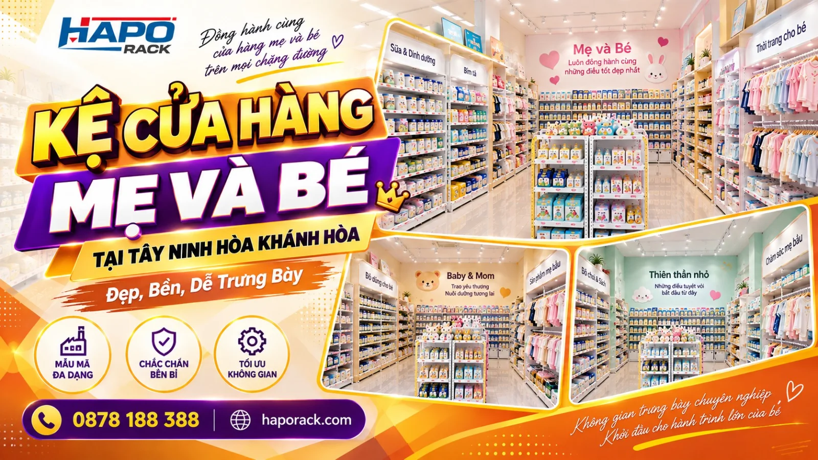 Thiết Kế Kệ Shop Mẹ Và Bé Tại Xã Tây Ninh Hòa Khánh Hòa – Đẹp, Bền, Tối Ưu Trưng Bày