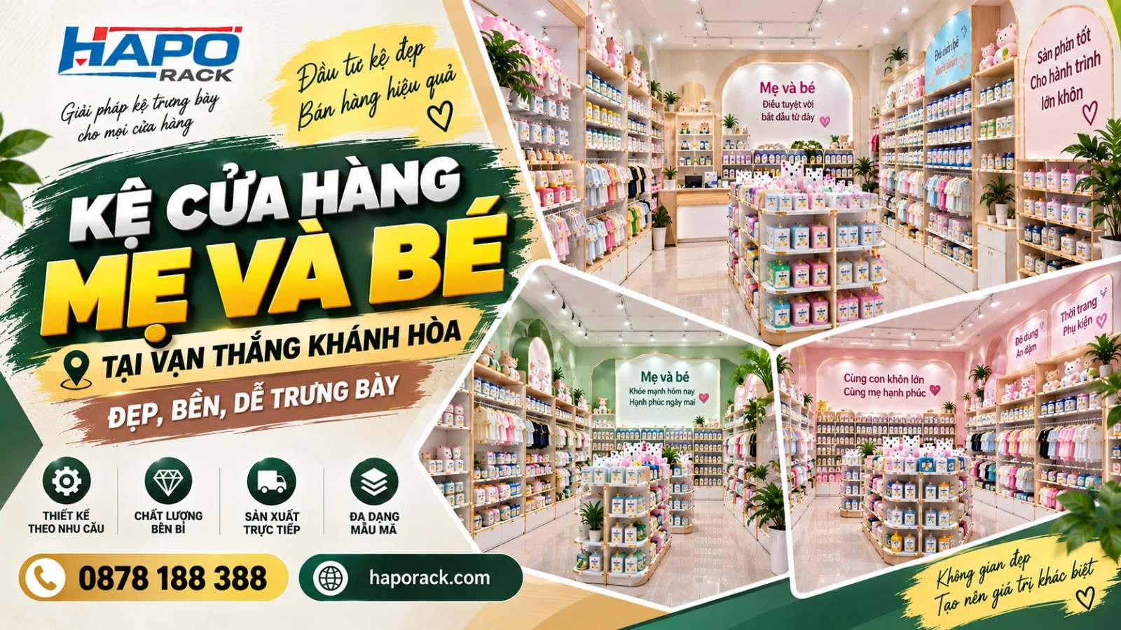 Thiết Kế Kệ Shop Mẹ Và Bé Tại Xã Vạn Thắng Khánh Hòa – Đẹp, Bền, Tối Ưu Trưng Bày