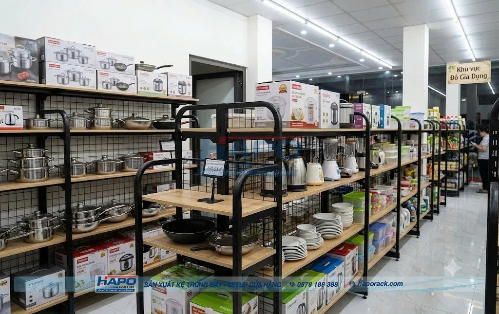 Top Kệ Trưng Bày Hàng Gia Dụng Đẹp, Dễ Sắp Xếp Cho Shop, Siêu Thị