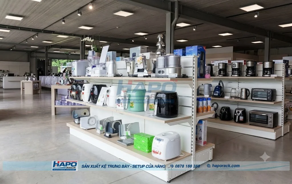 Top Mẫu Kệ Bán Hàng Điện Máy Đẹp, Bền Chắc, Tối Ưu Không Gian
