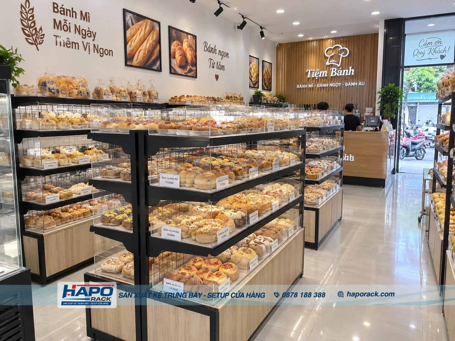 Top Mẫu Kệ Bánh Mì Khay Gỗ Đẹp, Dễ Sắp Xếp Cho Tiệm Bánh, Bakery