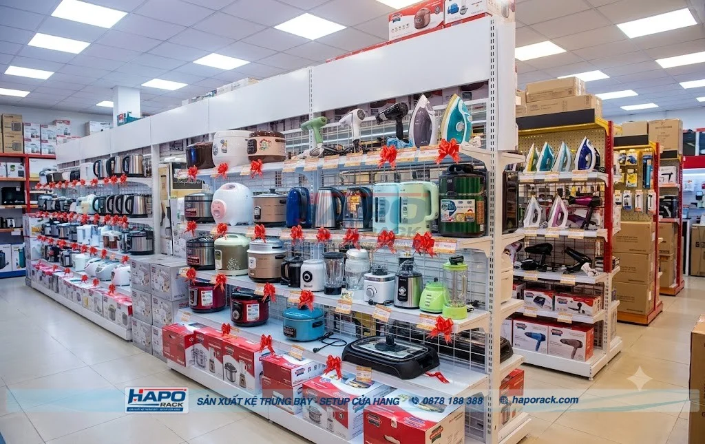 Top Mẫu Kệ Trưng Bày Hàng Điện Máy Chắc Chắn, Tối Ưu Diện Tích