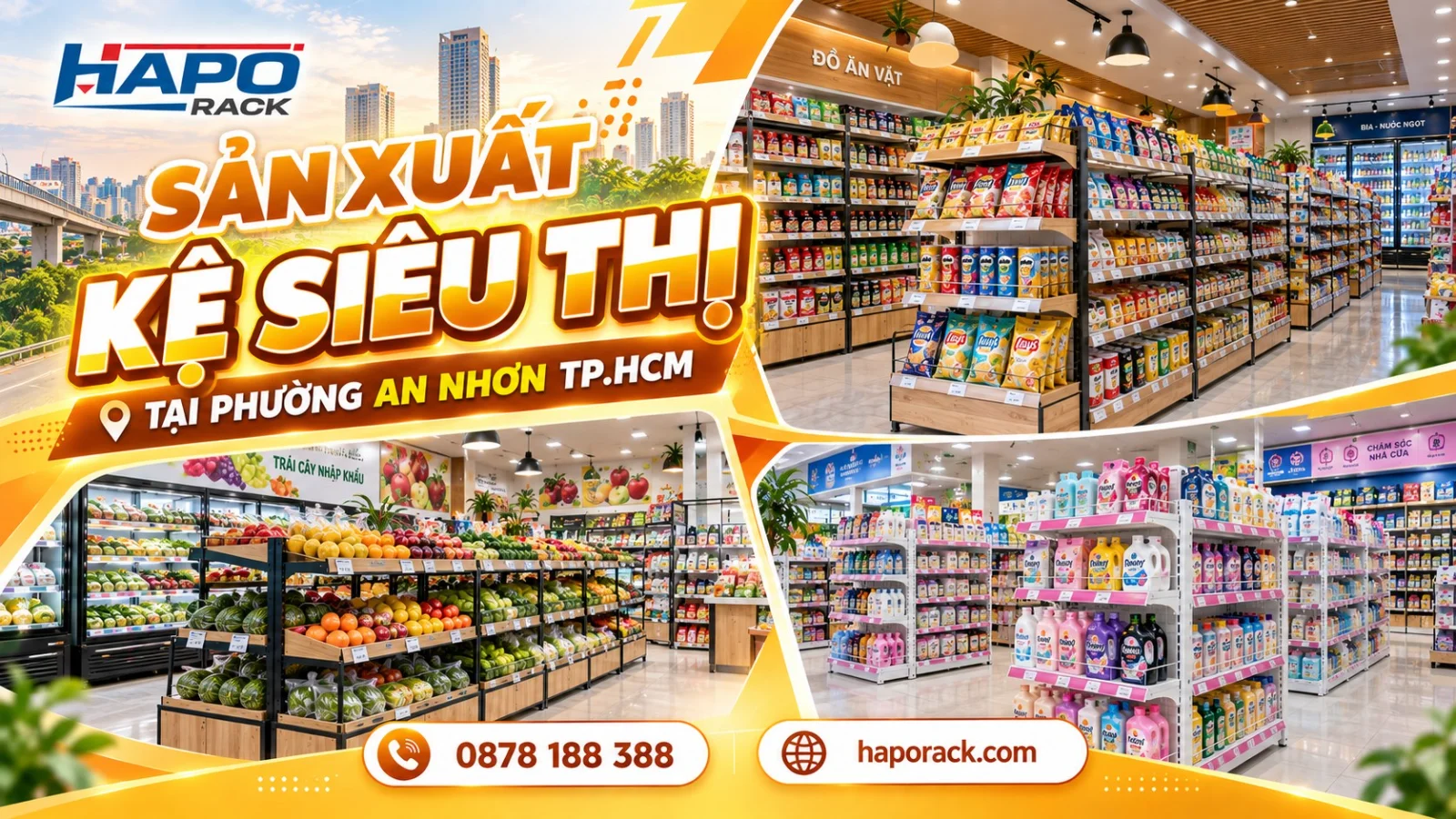 Xưởng Sản Xuất Và Thi Công Kệ Siêu Thị Tại Phường An Nhơn TP.HCM