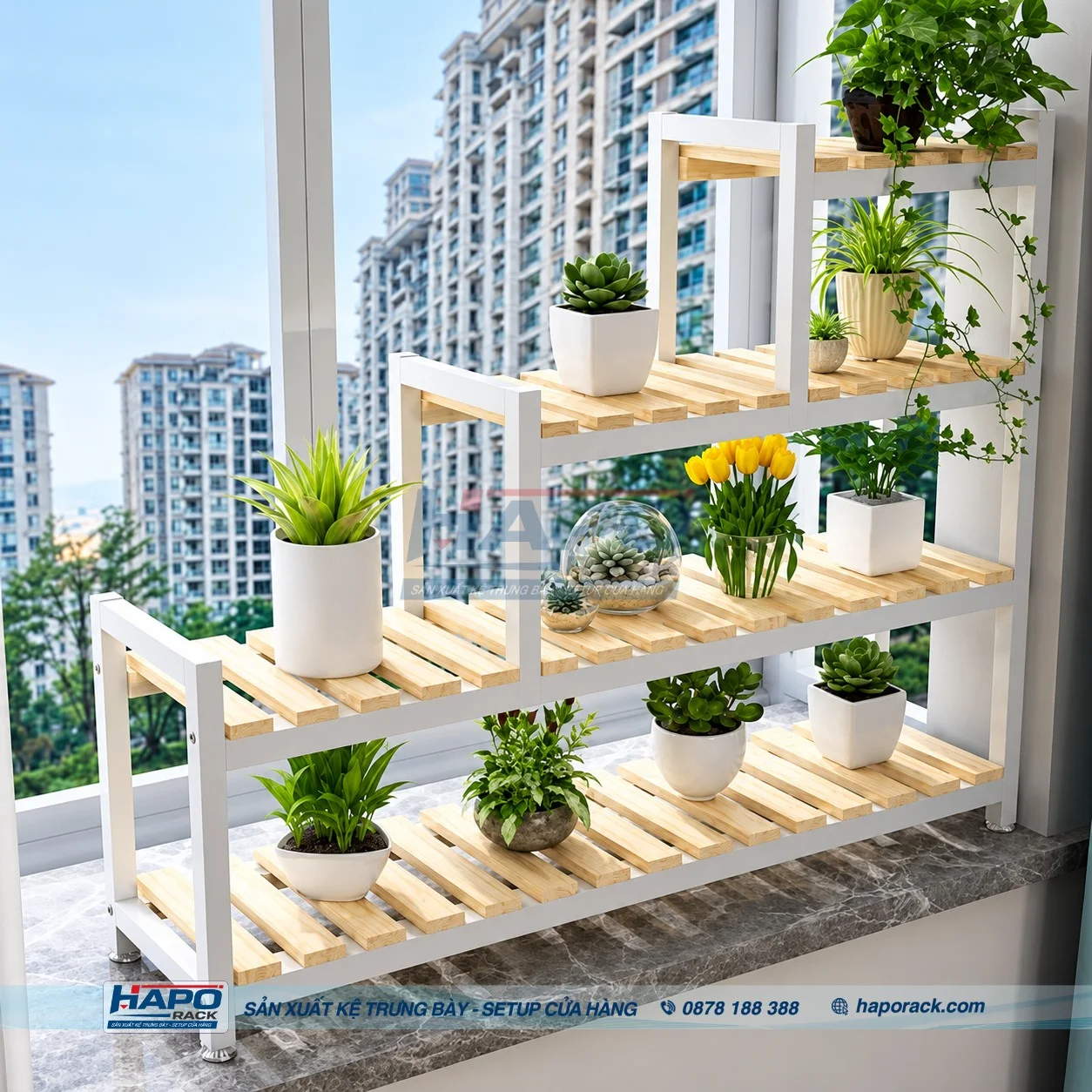 1. Kệ Đựng Cây Nhiều Tầng Trang Trí Ban Công