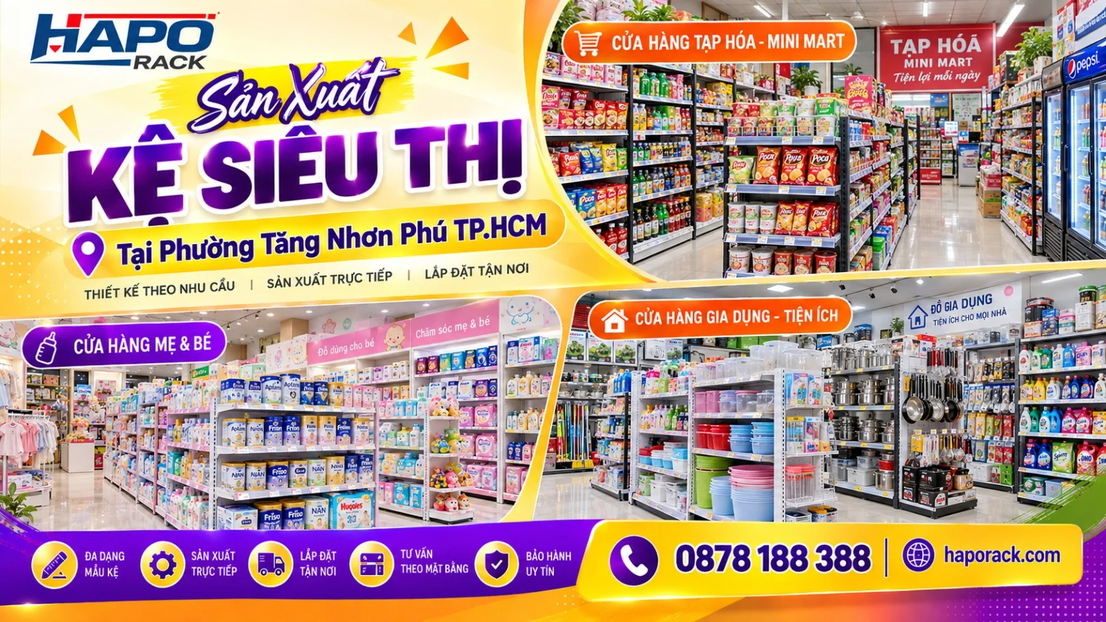 17. Kệ Siêu Thị Phường Tăng Nhơn Phú TP.HCM – Sản Xuất, Giao Và Lắp Đặt