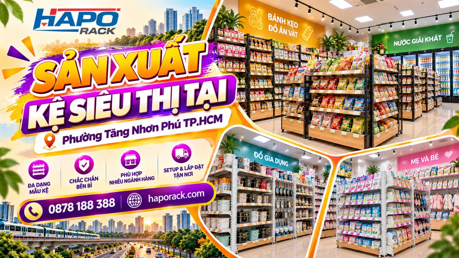 18. HAPO Rack Sản Xuất Kệ Siêu Thị Tại Phường Tăng Nhơn Phú TP.HCM