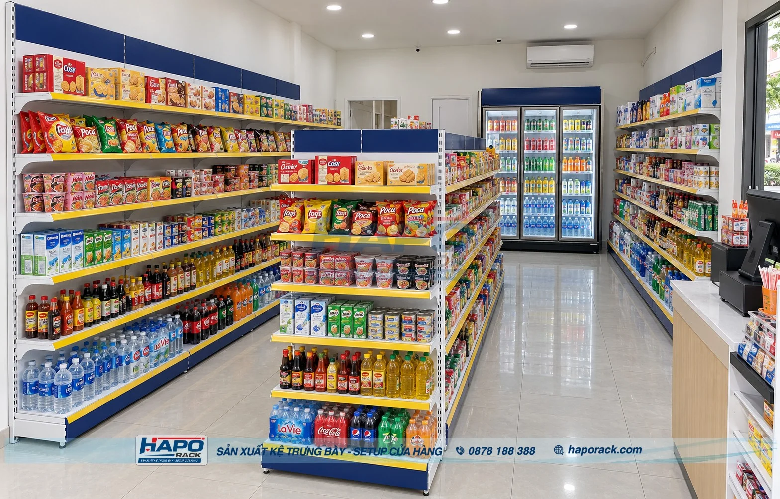 2. Kệ Siêu Thị Lưng Tôn Liền 6 Tầng Cho Cửa Hàng Diện Tích Nhỏ