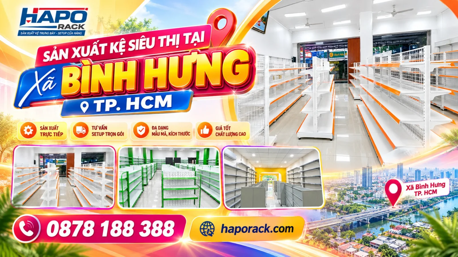 Báo Giá Sản Xuất Kệ Siêu Thị Tại Xã Bình Hưng TP.HCM Mới Nhất