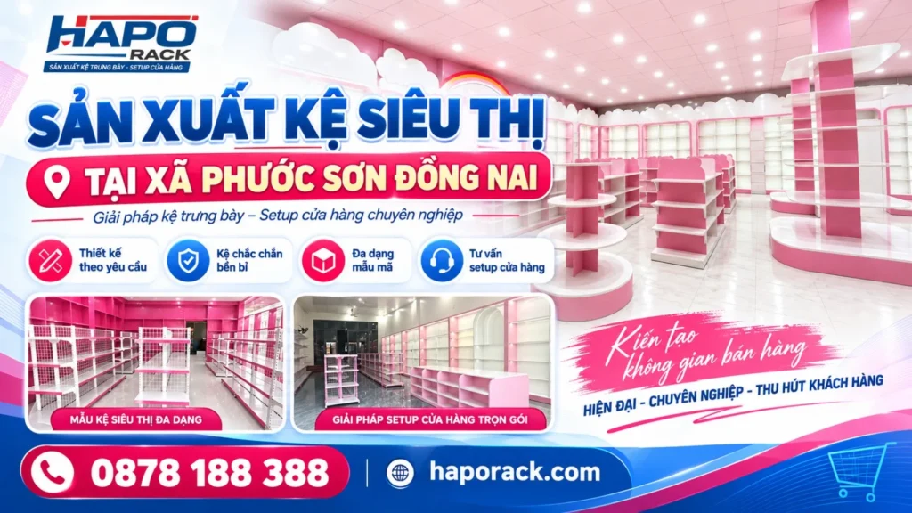 Chuyên Sản Xuất Kệ Siêu Thị Tại Xã Phước Sơn Đồng Nai Theo Yêu Cầu