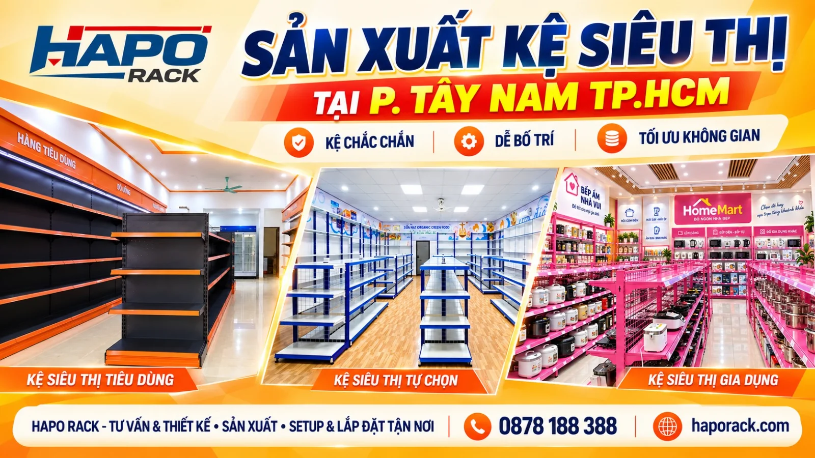 Địa Chỉ Sản Xuất Kệ Siêu Thị Tại Phường Tây Nam TP.HCM Uy Tín