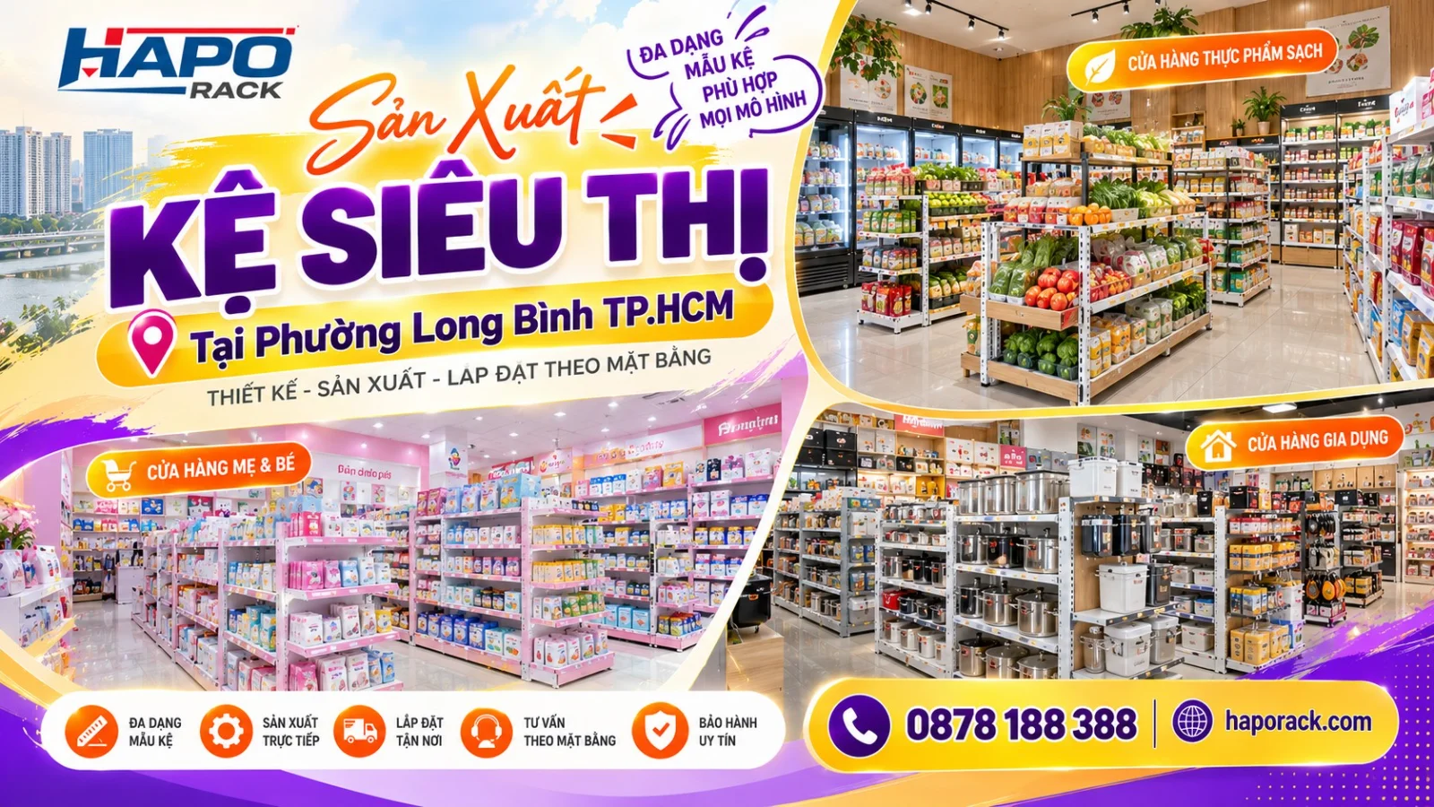 HAPO Rack Sản Xuất Kệ Siêu Thị Tại Phường Long Bình TP.HCM