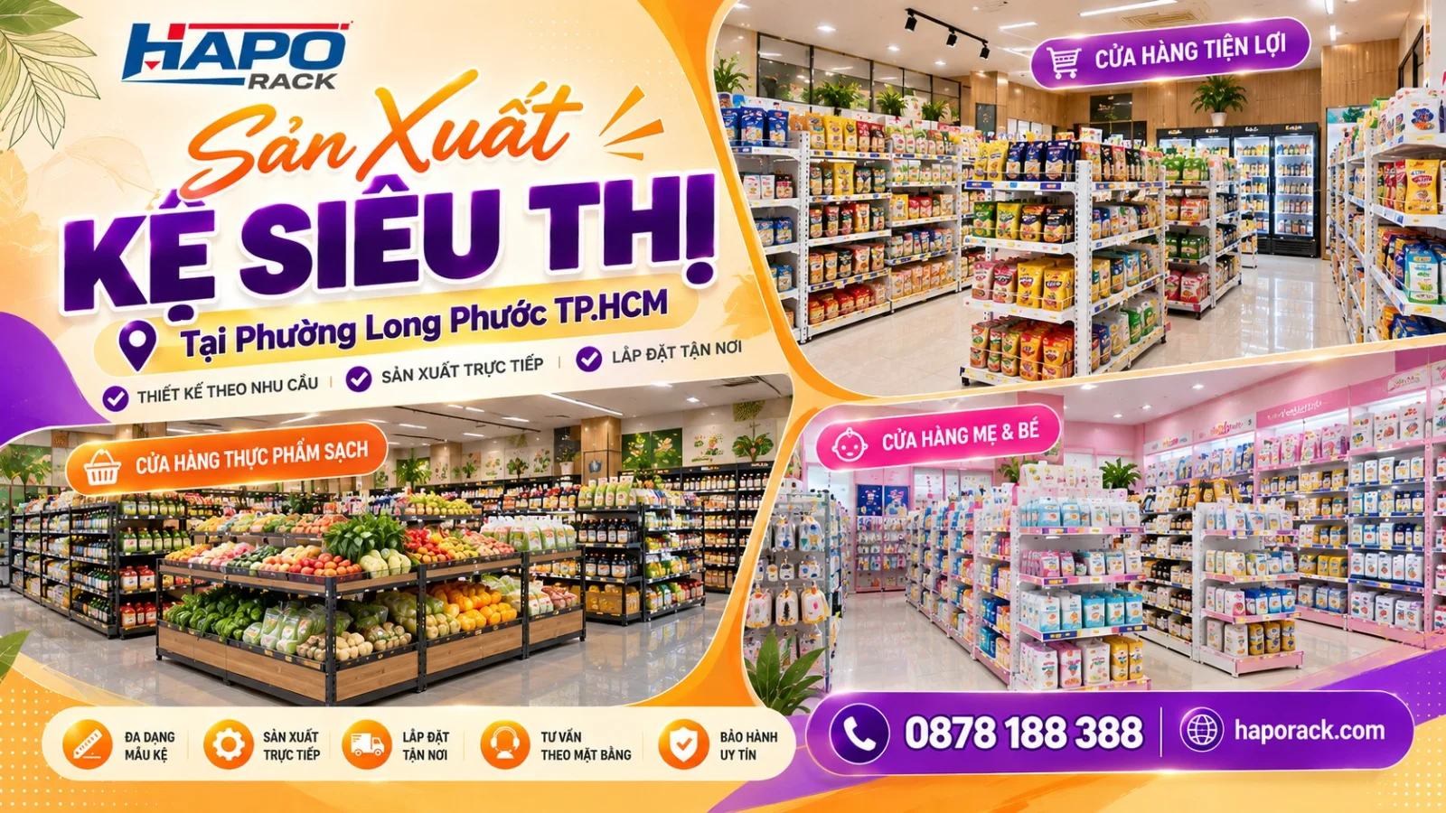 HAPO Rack Sản Xuất Kệ Siêu Thị Tại Phường Long Phước TP.HCM