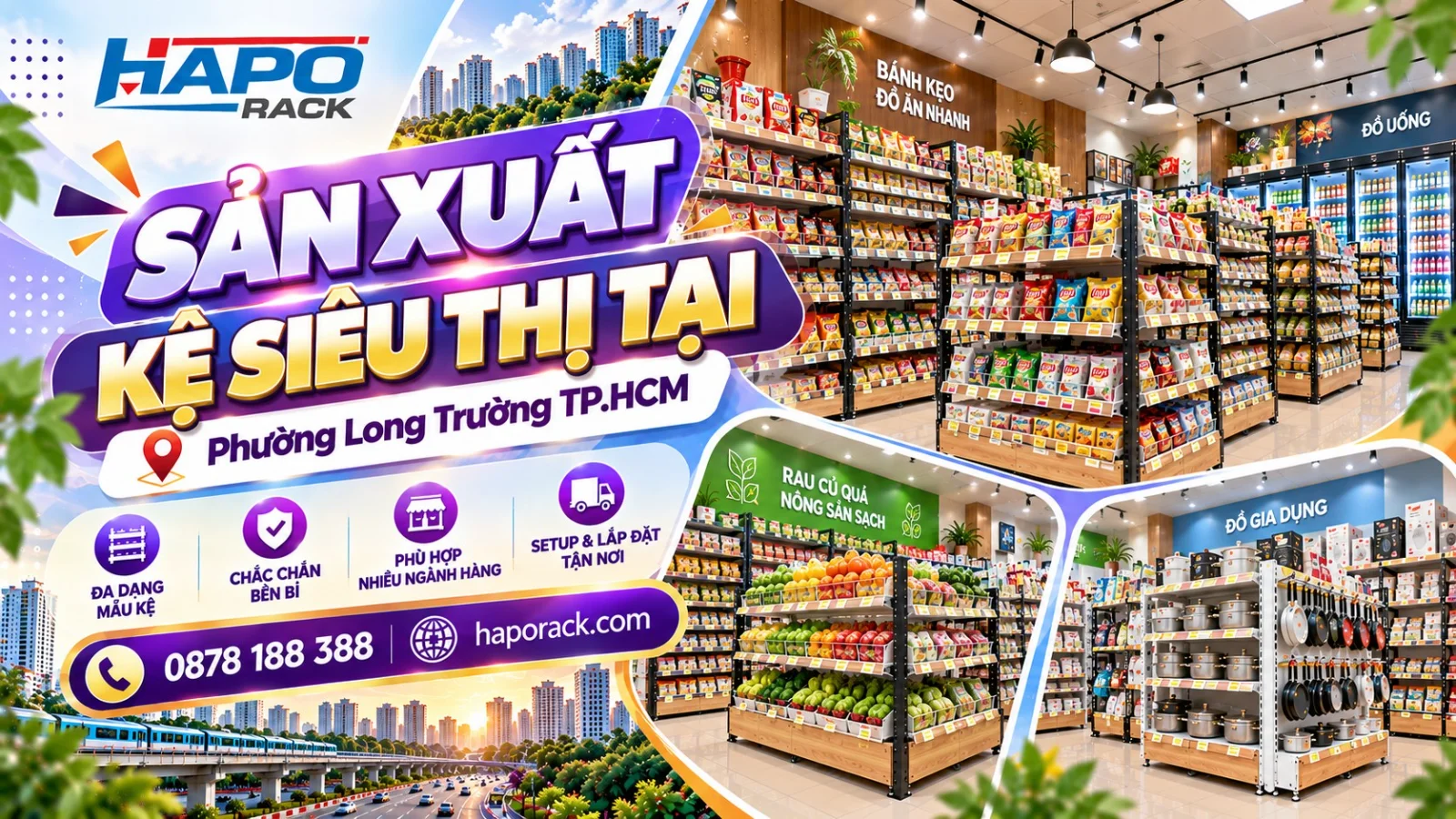 HAPO Rack Sản Xuất Kệ Siêu Thị Tại Phường Long Trường TP.HCM
