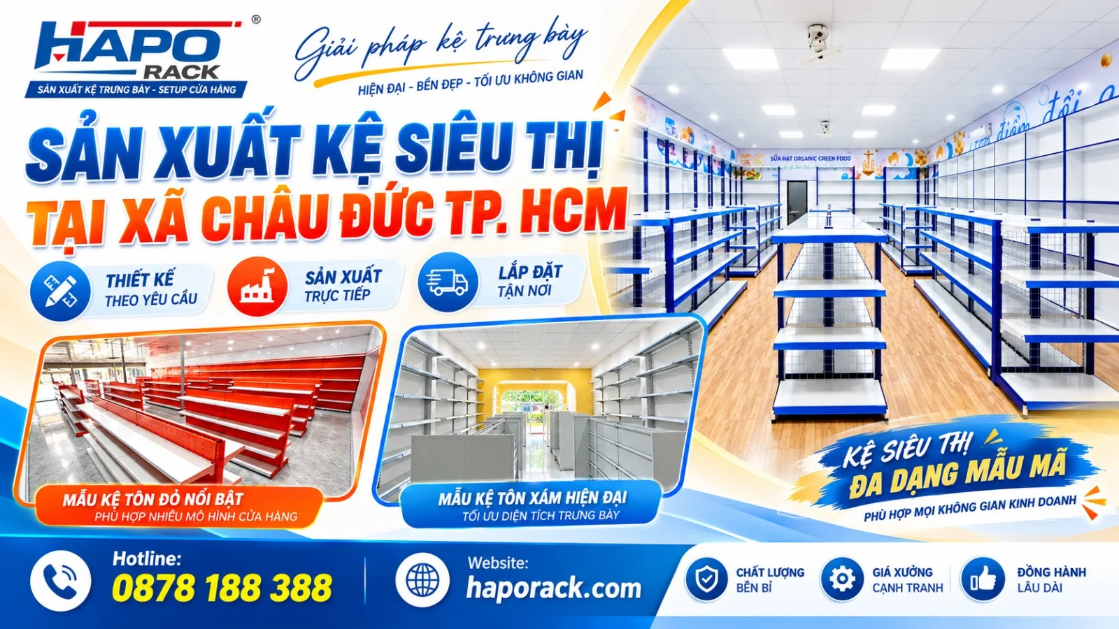 HAPO RACK – Sản Xuất Kệ Siêu Thị Tại Xã Châu Đức TP.HCM Giá Xưởng