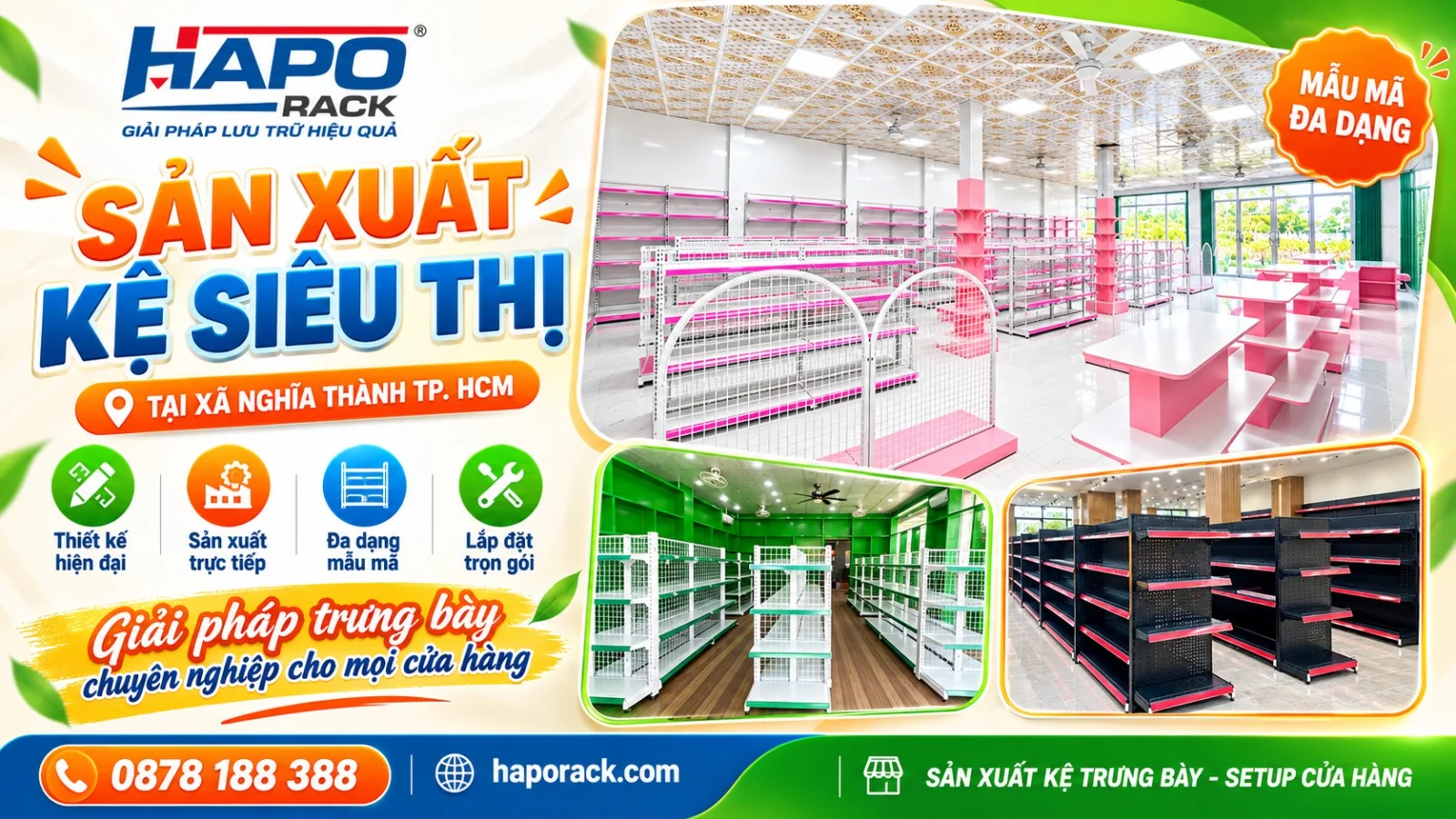 HAPO RACK – Sản Xuất Kệ Siêu Thị Tại Xã Nghĩa Thành TP.HCM Giá Xưởng