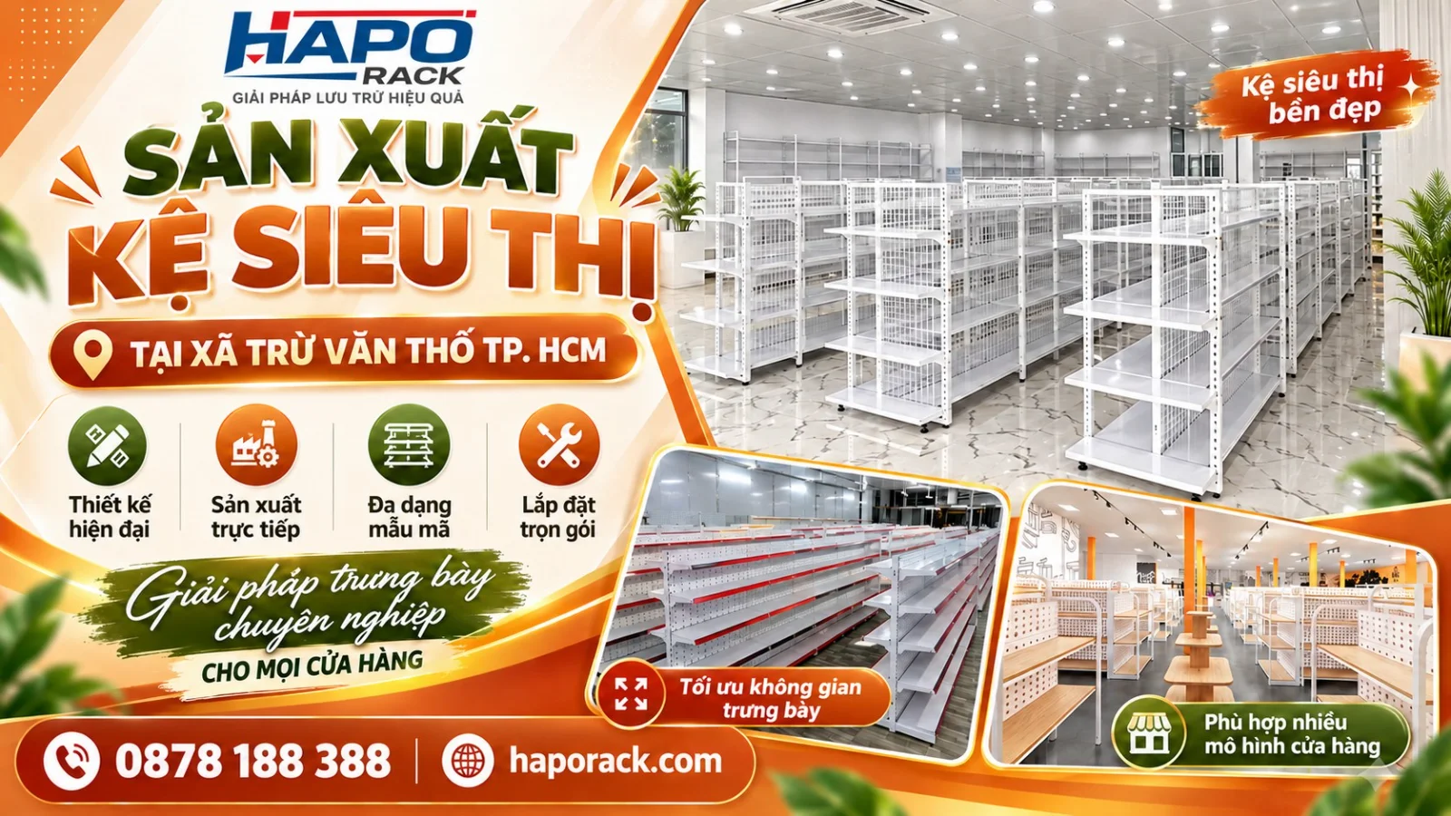HAPO RACK – Sản Xuất Kệ Siêu Thị Tại Xã Trừ Văn Thố TP.HCM Giá Xưởng