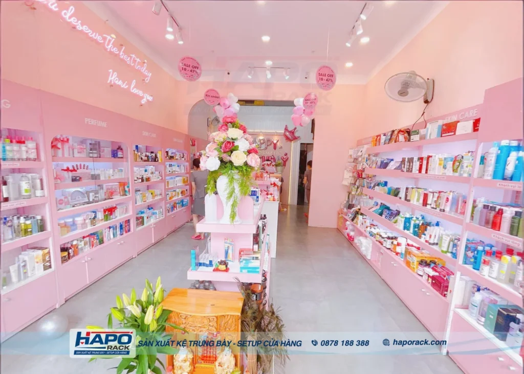 SETUP KỆ TRƯNG BÀY CỬA HÀNG MỸ PHẨM TẠI BIÊN HÒA ĐỒNG NAI
