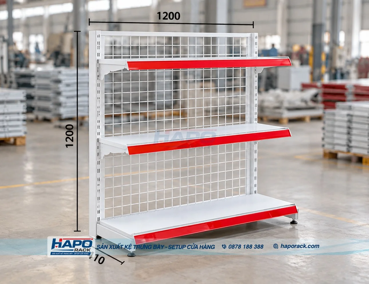 Kệ Áp Tường 3 Tầng Lưng Lưới Cao 1m2 Gọn Nhẹ, Thoáng Không Gian