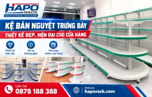 Kệ bán nguyệt trưng bày thiết kế hiện đại, đẹp mắt cho cửa hàng.