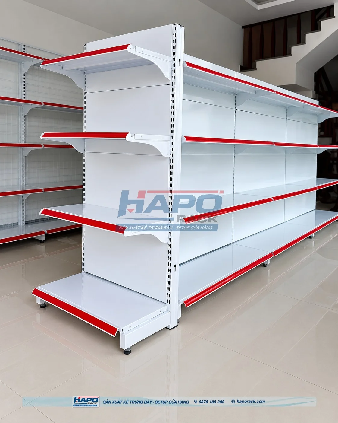 Kệ đầu dãy siêu thị giúp sắp xếp hàng tiêu dùng gọn gàng và chuyên nghiệp